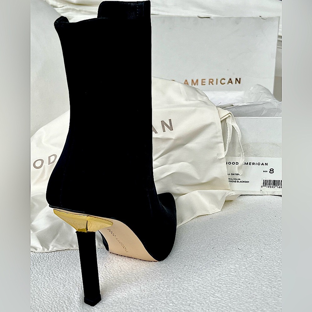 Good American High Kickstand Neoprene
Bootie Black Gold Accents NIB Size 8